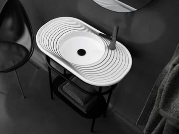 LAP PLUS - Vetro Freddo® console sink with towel rail by Glass Design - view 2